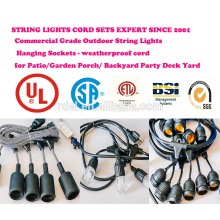 Outdoor String Lights Set Commercial Grade Edison strand lighting- 48ft Heavy Duty Cord 18 Sockets 21 Incandescent Bulbs (3 Spa